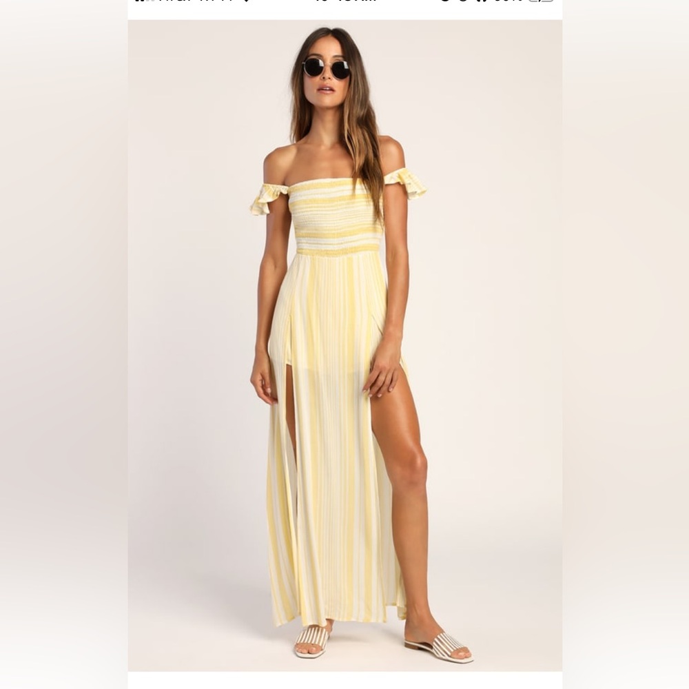 Maximum Moment Yellow Striped Maxi Romper